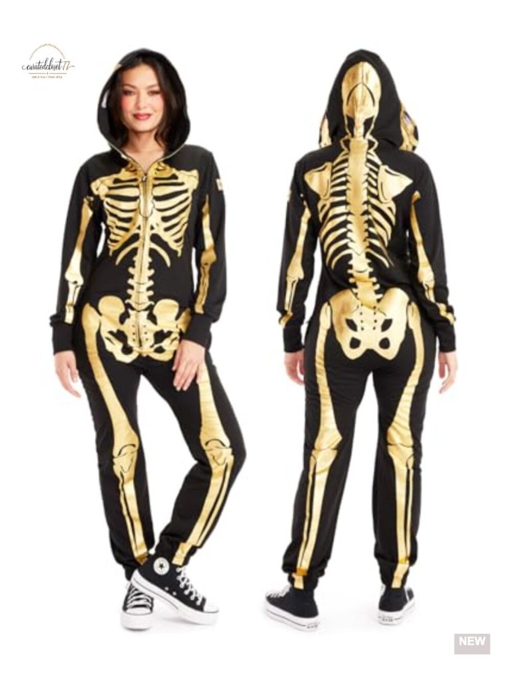 Skeleton Halloween Jumpsuit Costume One-Piece for Women